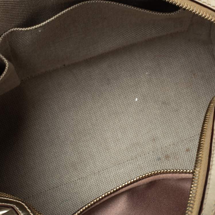 Pre Owned Dior Metallic Gold Oblique Monogram Leather Boston Bag
