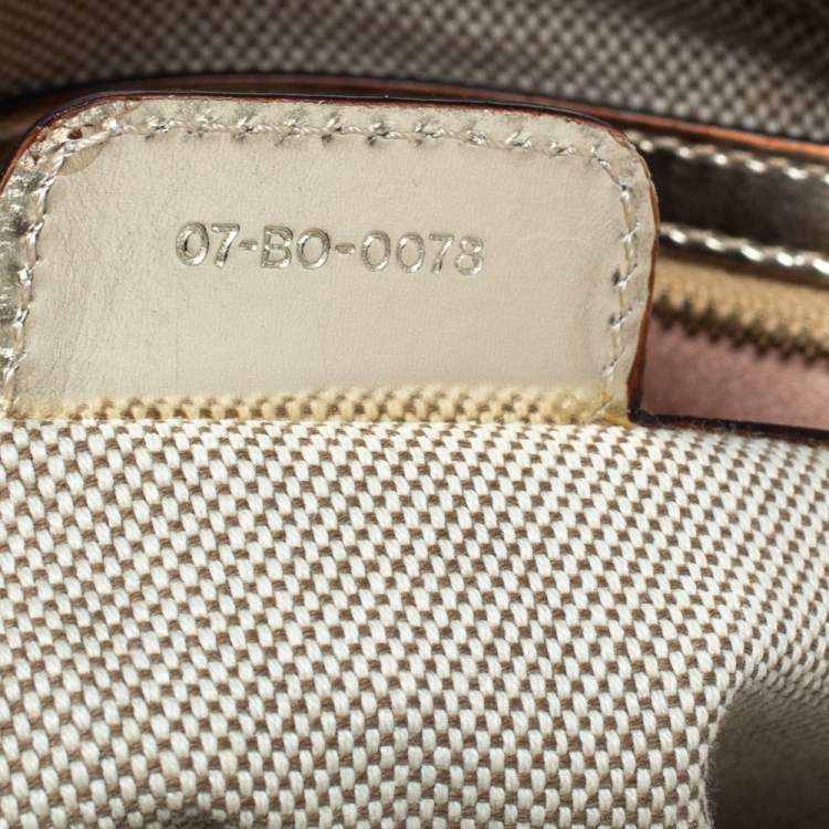 Pre Owned Dior Metallic Gold Oblique Monogram Leather Boston Bag