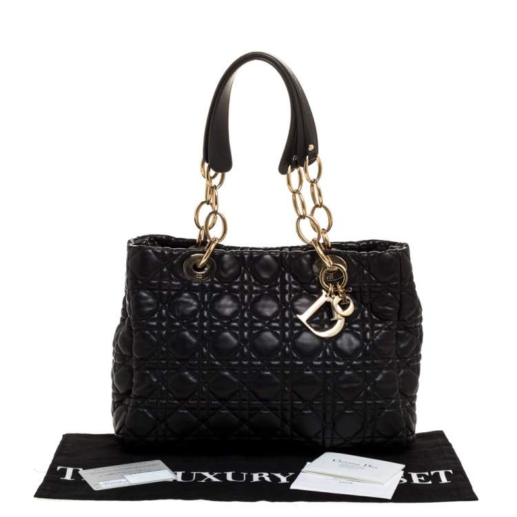 Pre Owned Dior Black Cannage Leather Dior Soft Shopper Tote