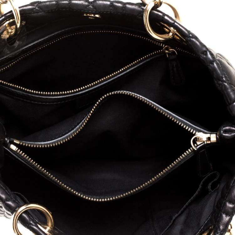 Pre Owned Dior Black Cannage Leather Dior Soft Shopper Tote
