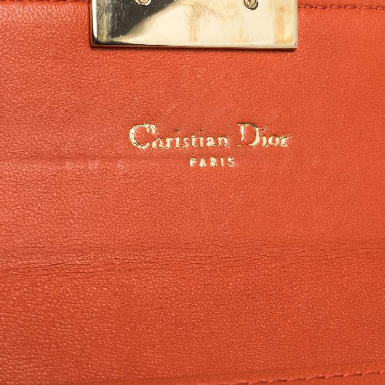 Pre Owned Dior Orange Cannage Leather Miss Dior Flap Continental Wallet