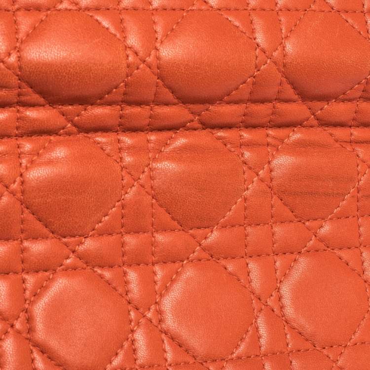 Pre Owned Dior Orange Cannage Leather Miss Dior Flap Continental Wallet