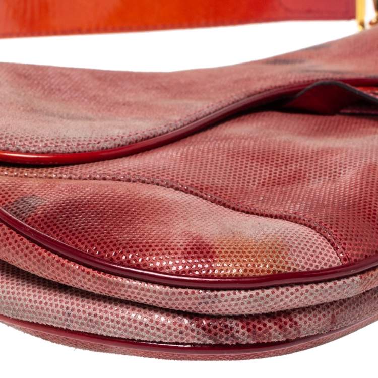 Pre Owned Dior Multicolor Suede and Patent Leather Saddle Tie Dye Bag