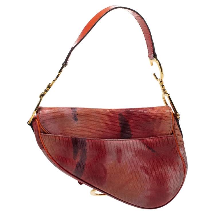 Pre Owned Dior Multicolor Suede and Patent Leather Saddle Tie Dye Bag