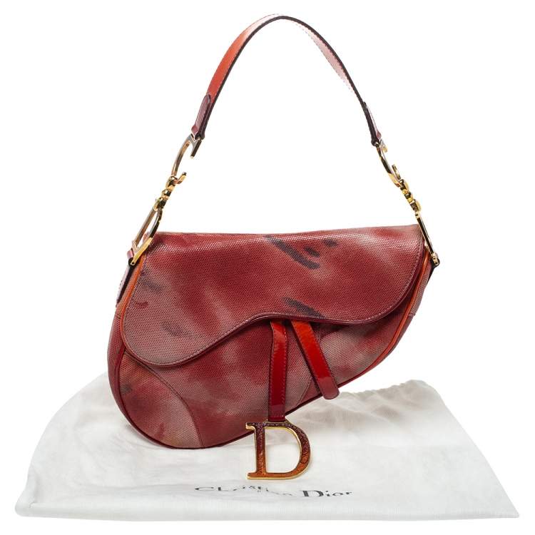 Pre Owned Dior Multicolor Suede and Patent Leather Saddle Tie Dye Bag