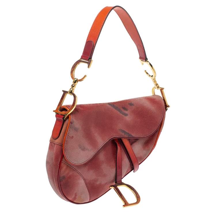 Pre Owned Dior Multicolor Suede and Patent Leather Saddle Tie Dye Bag