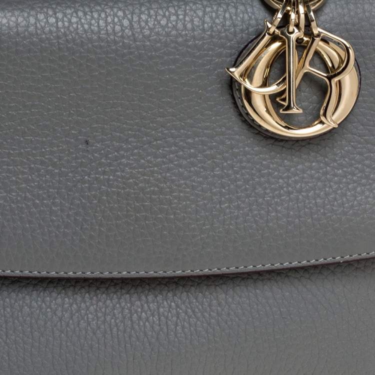 Pre Owned Dior Grey Leather Mini Be Dior Top Handle Bag
