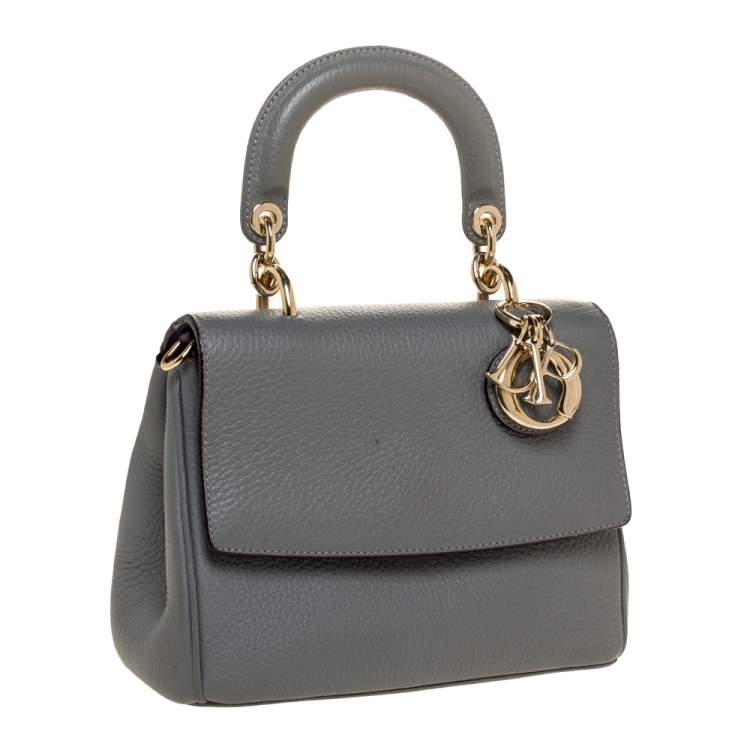 Pre Owned Dior Grey Leather Mini Be Dior Top Handle Bag