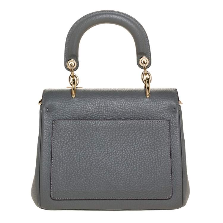 Pre Owned Dior Grey Leather Mini Be Dior Top Handle Bag