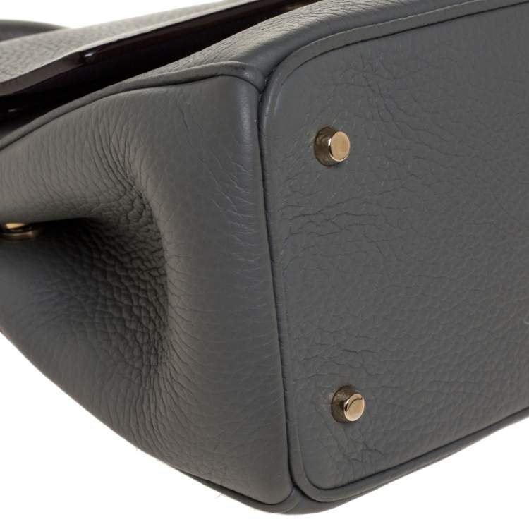 Pre Owned Dior Grey Leather Mini Be Dior Top Handle Bag