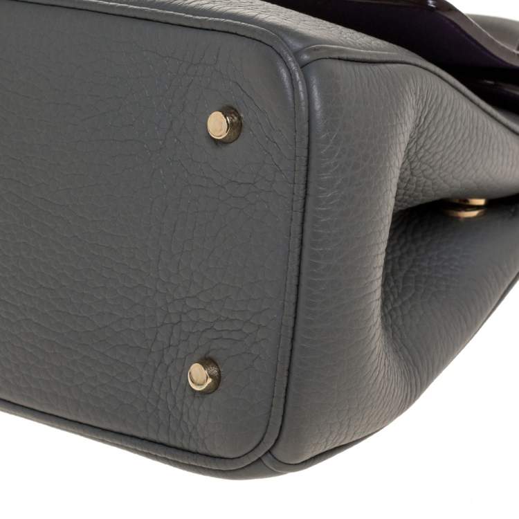 Pre Owned Dior Grey Leather Mini Be Dior Top Handle Bag