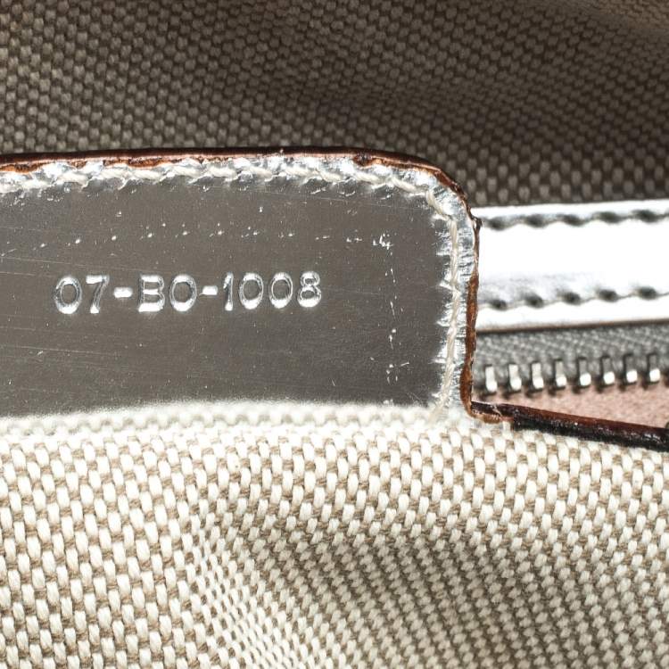 Pre Owned Dior Metallic Silver Oblique Monogram Leather Boston Bag