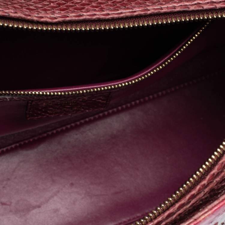 Pre Owned Dior Burgundy Ombre Python Large Lady Dior Tote