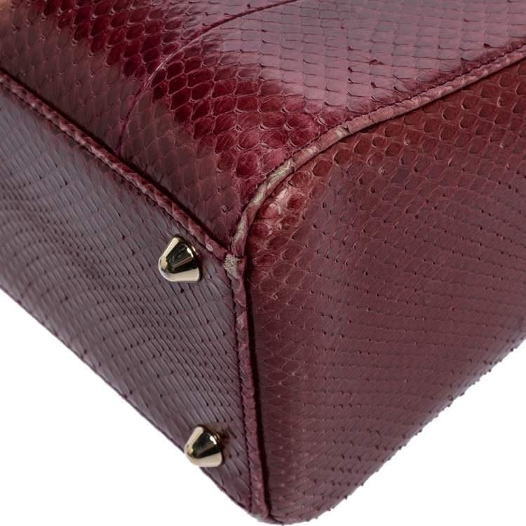 Pre Owned Dior Burgundy Ombre Python Large Lady Dior Tote