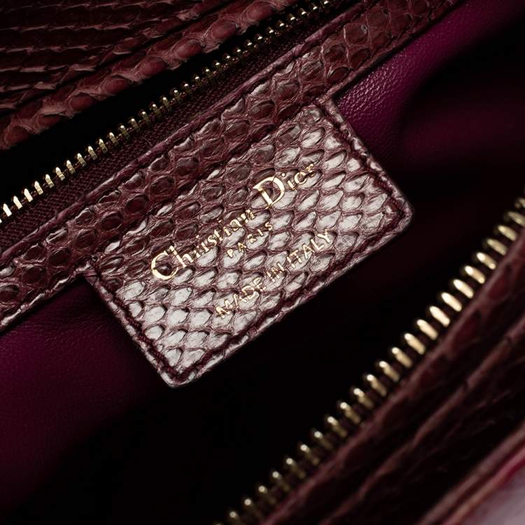 Pre Owned Dior Burgundy Ombre Python Large Lady Dior Tote