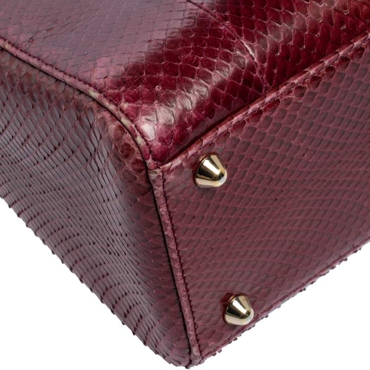Pre Owned Dior Burgundy Ombre Python Large Lady Dior Tote
