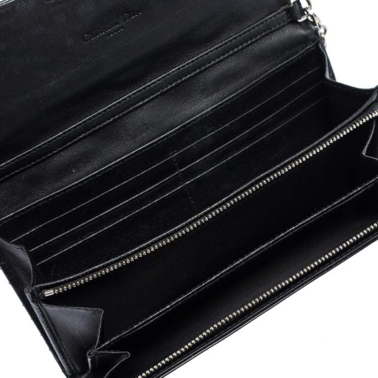 Pre Owned Dior Black Cannage Patent Leather New Lock Wallet on Chain