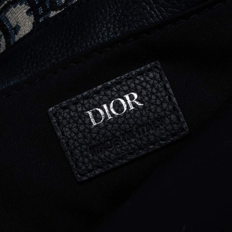 Pre Owned Dior Navy Blue/White Oblique Canvas and Leather Rider Backpack