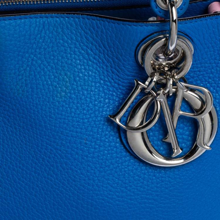 Pre Owned Dior Blue Leather Medium Diorissimo Shopper Tote