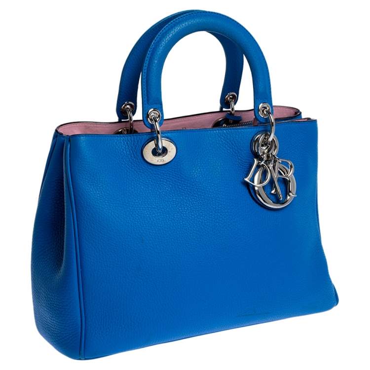 Pre Owned Dior Blue Leather Medium Diorissimo Shopper Tote