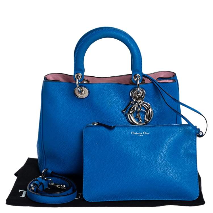Pre Owned Dior Blue Leather Medium Diorissimo Shopper Tote