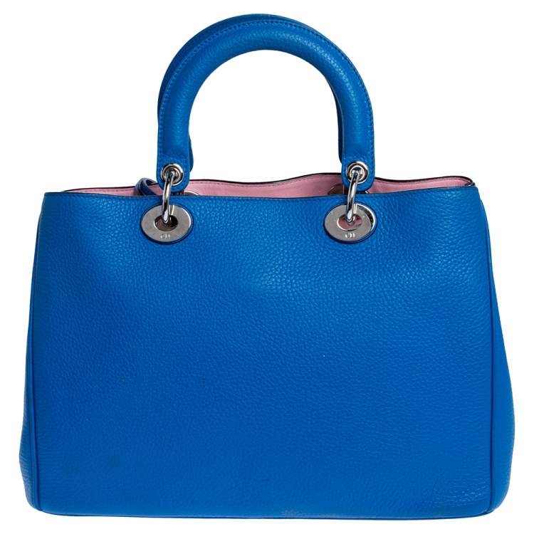Pre Owned Dior Blue Leather Medium Diorissimo Shopper Tote