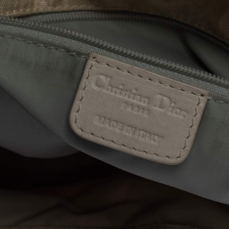 Pre Owned Dior White Oblique Canvas and Leather Ethnic Hobo