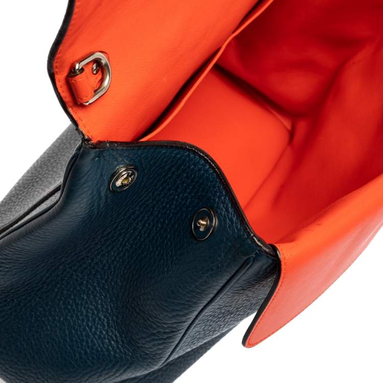 Pre Owned Dior Navy Blue Leather Large Be Dior Flap Top Handle Bag