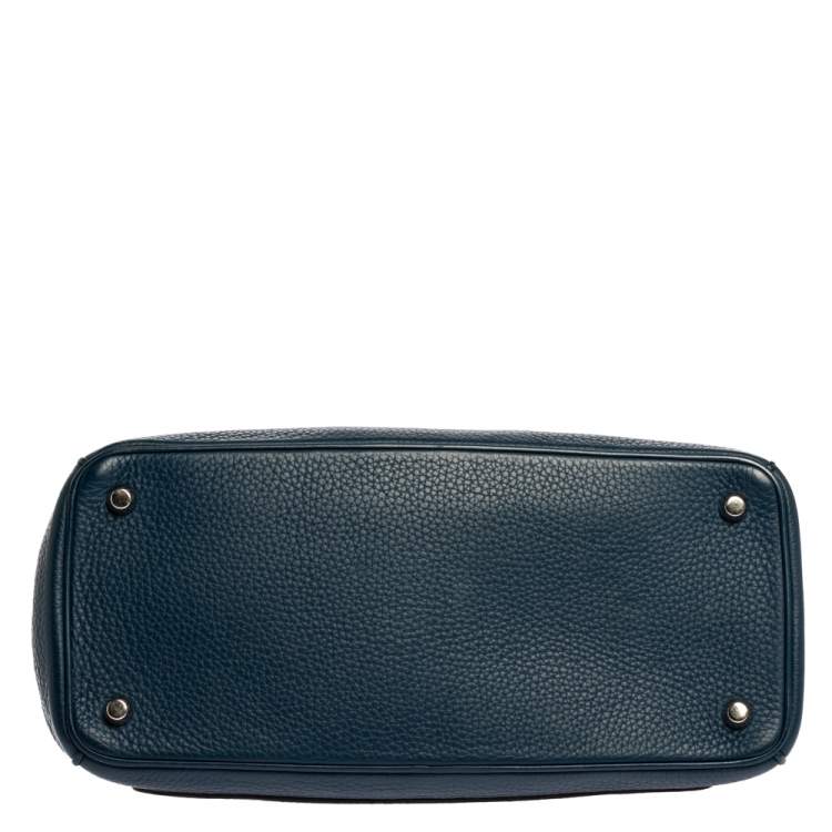 Pre Owned Dior Navy Blue Leather Large Be Dior Flap Top Handle Bag