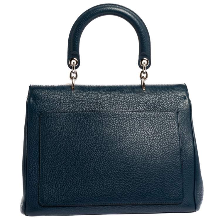 Pre Owned Dior Navy Blue Leather Large Be Dior Flap Top Handle Bag