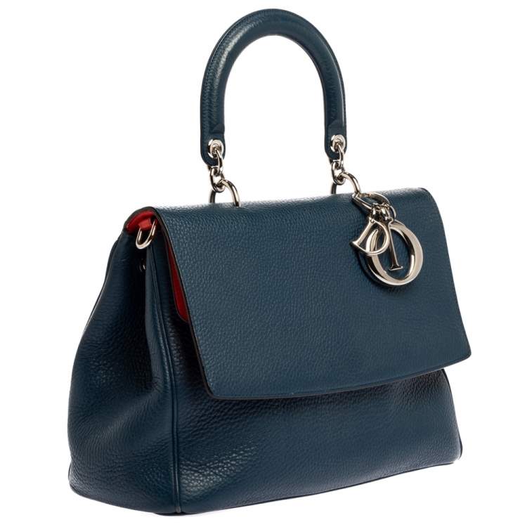 Pre Owned Dior Navy Blue Leather Large Be Dior Flap Top Handle Bag