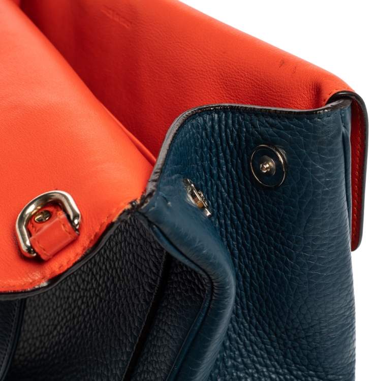 Pre Owned Dior Navy Blue Leather Large Be Dior Flap Top Handle Bag