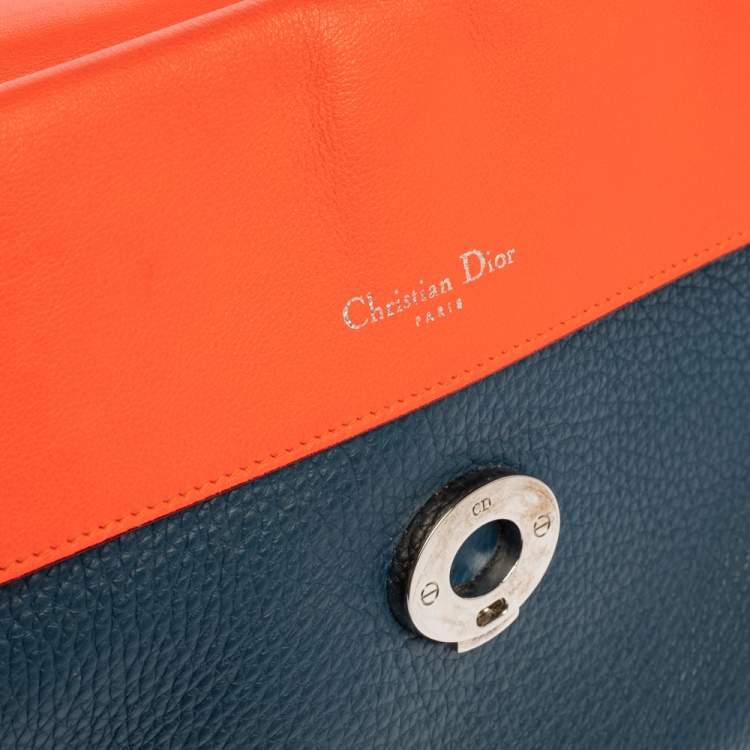 Pre Owned Dior Navy Blue Leather Large Be Dior Flap Top Handle Bag