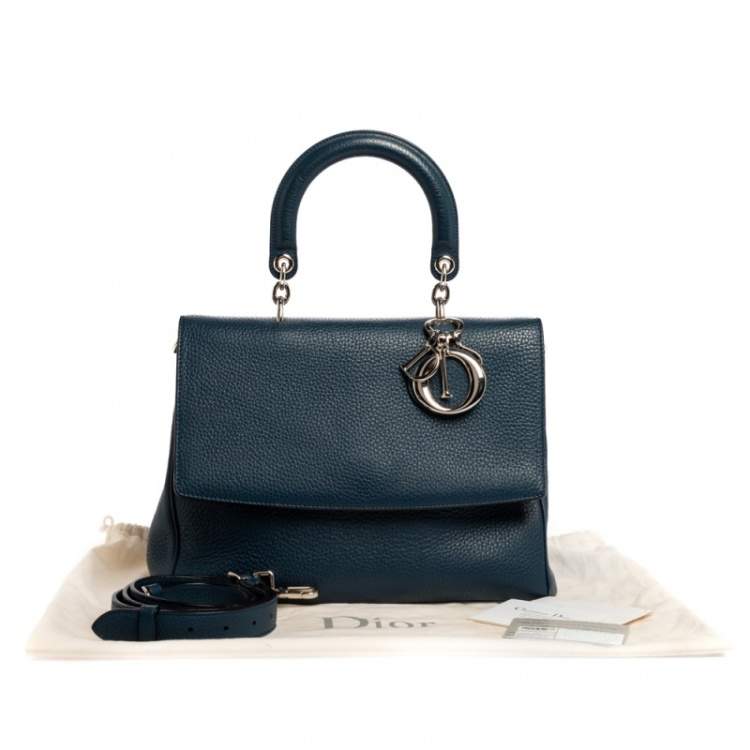 Pre Owned Dior Navy Blue Leather Large Be Dior Flap Top Handle Bag