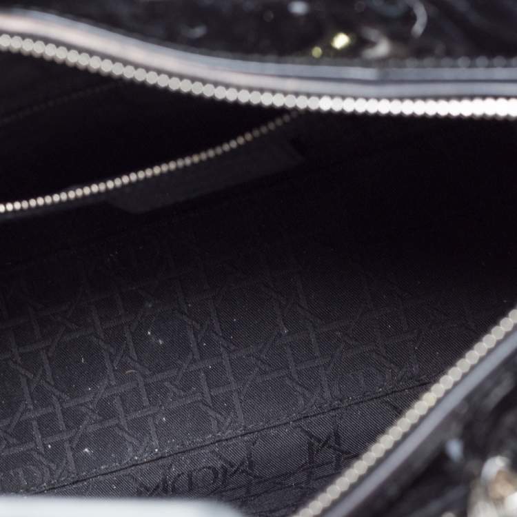 Pre Owned Dior Black Patent Leather Large Lady Dior Tote