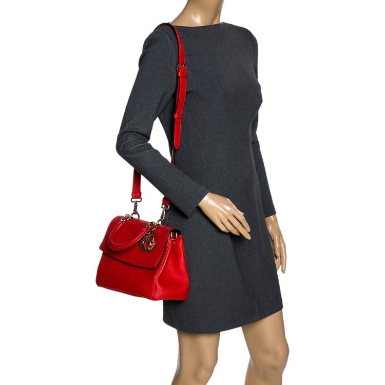 Pre Owned Dior Red Leather Small Be Dior Flap Bag