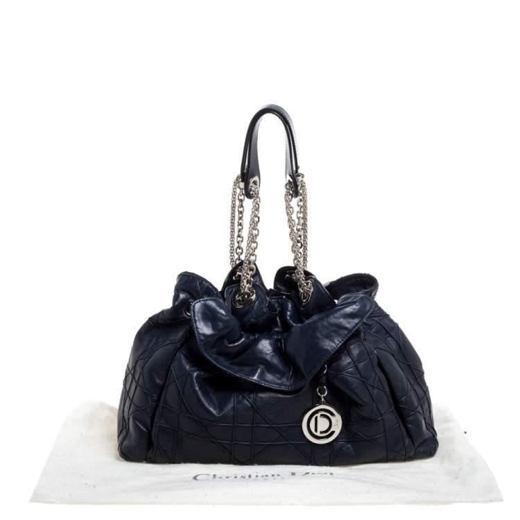 Pre Owned Dior Navy Blue Cannage Leather Le Trente Hobo