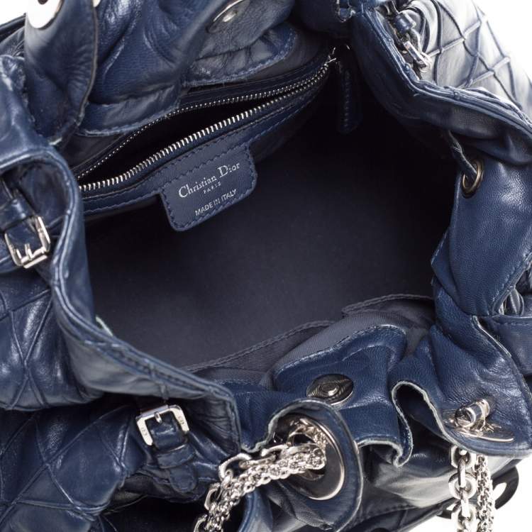 Pre Owned Dior Navy Blue Cannage Leather Le Trente Hobo