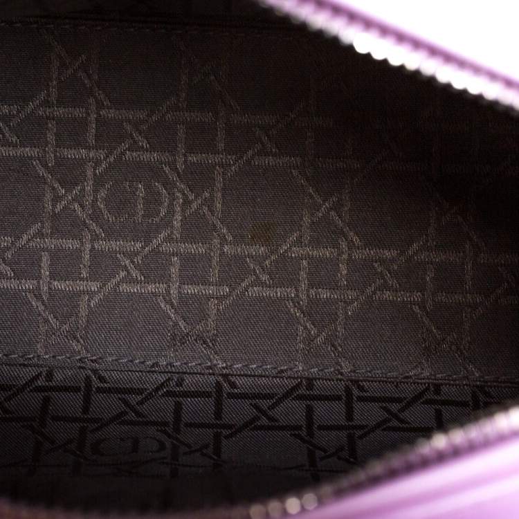Pre Owned Dior Lavender Cannage Leather Medium Lady Dior Tote 