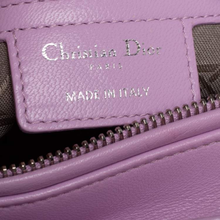 Pre Owned Dior Lavender Cannage Leather Medium Lady Dior Tote 