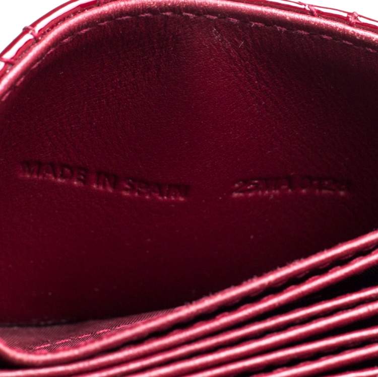 Pre Owned  Dior Red Cannage Patent Leather Lady Dior Gusset Card Case 
