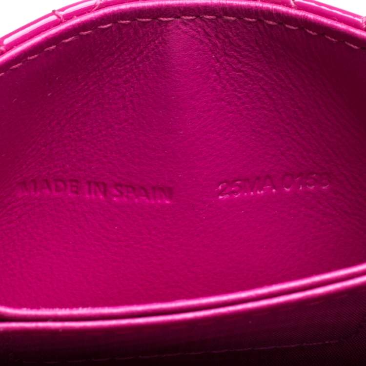 Pre Owned  Dior Fuchsia Cannage Patent Leather Lady Dior Gusset Card Case 