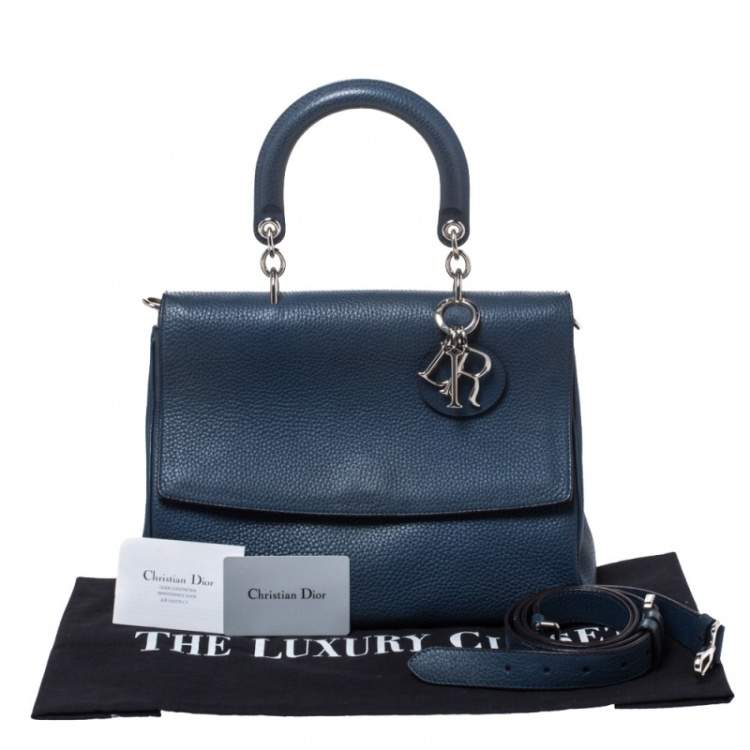 Pre Owned Dior Blue Leather Medium Be Dior Top Handle Bag