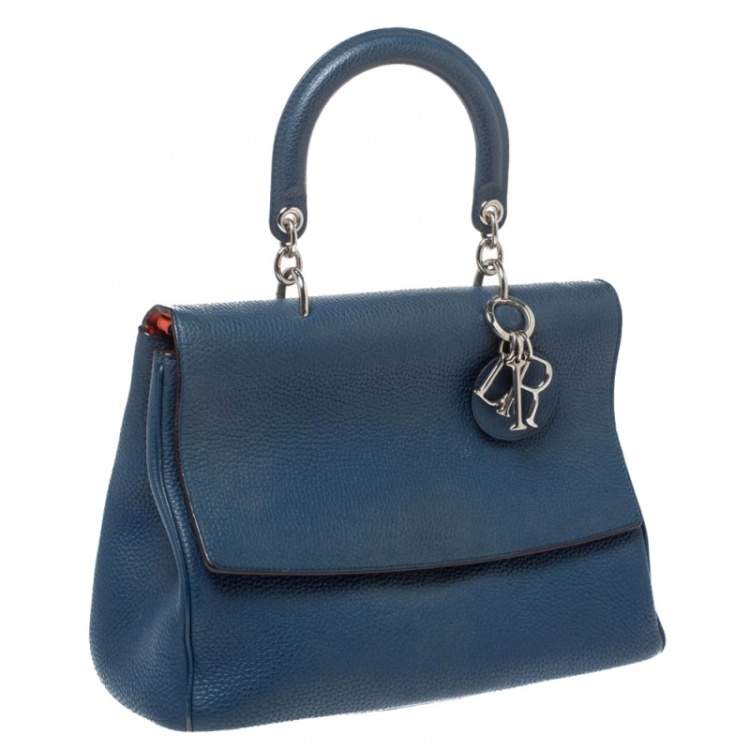 Pre Owned Dior Blue Leather Medium Be Dior Top Handle Bag