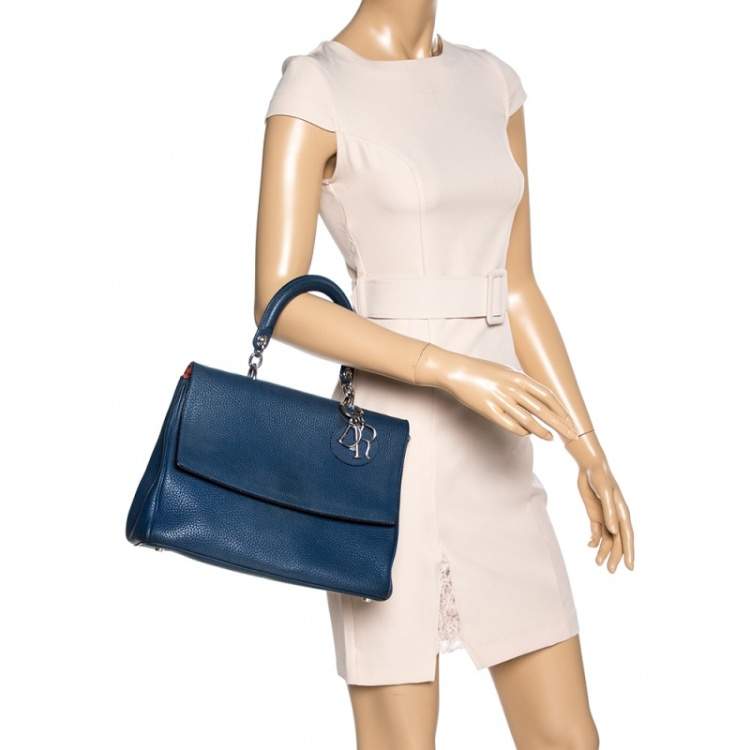 Pre Owned Dior Blue Leather Medium Be Dior Top Handle Bag
