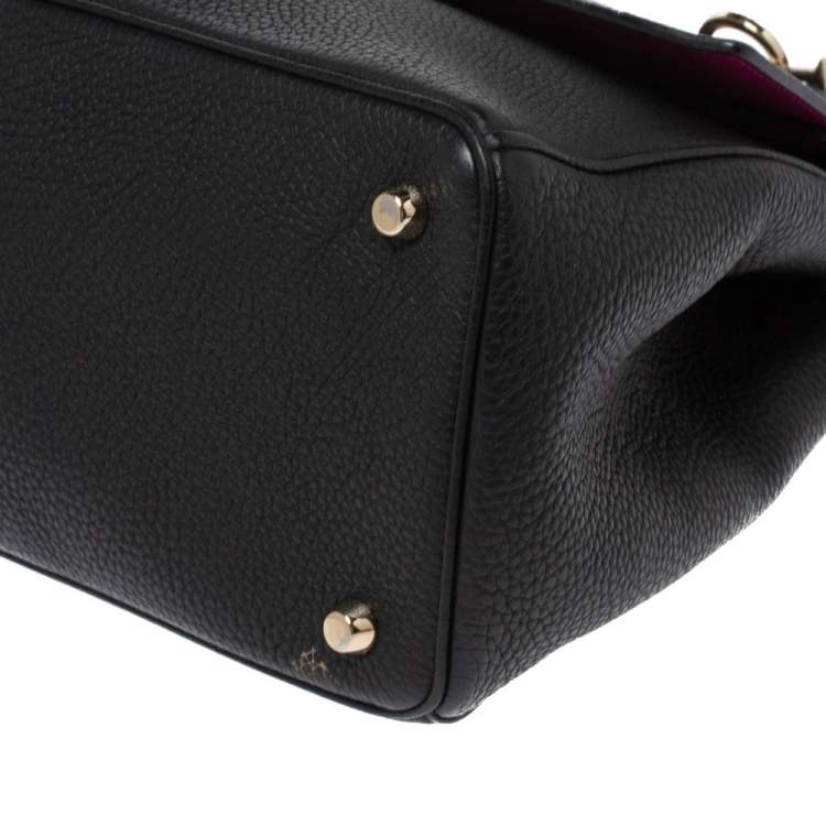 Pre Owned Dior Black Leather Large Be Dior Flap Top Handle Bag