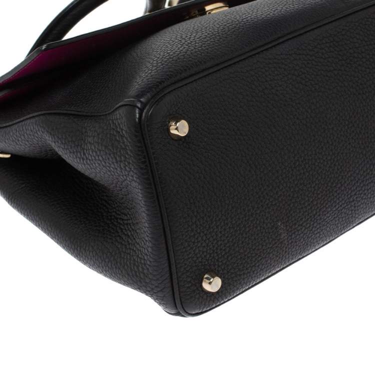 Pre Owned Dior Black Leather Large Be Dior Flap Top Handle Bag