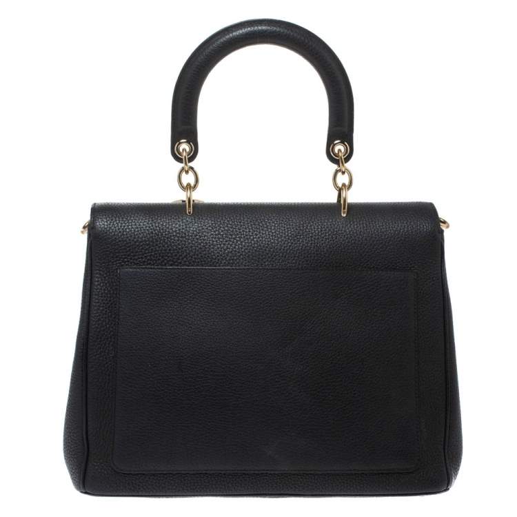 Pre Owned Dior Black Leather Large Be Dior Flap Top Handle Bag