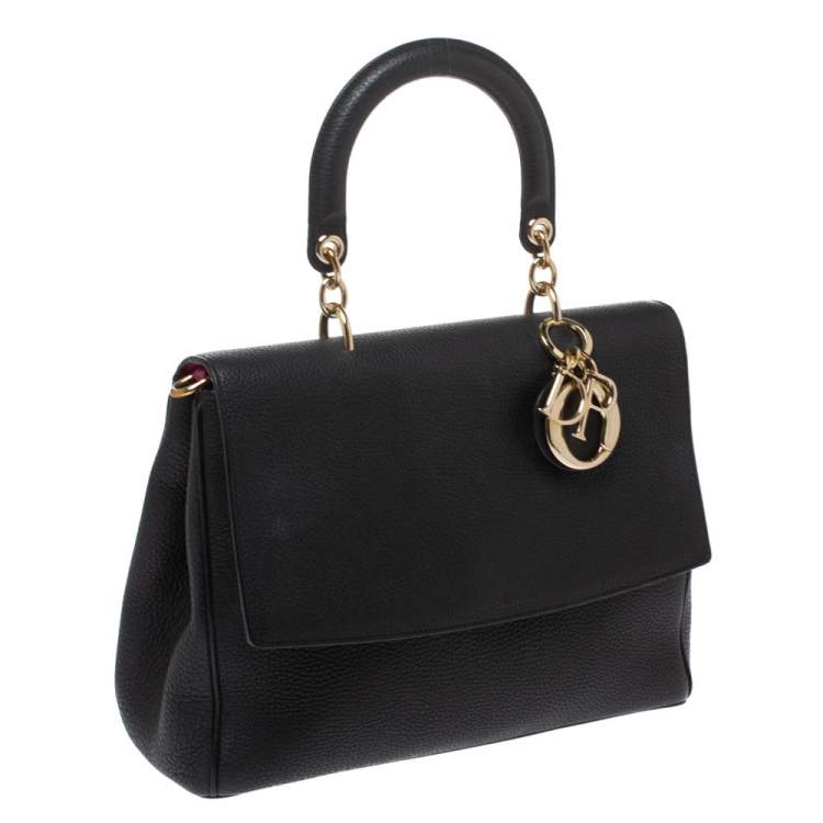 Pre Owned Dior Black Leather Large Be Dior Flap Top Handle Bag
