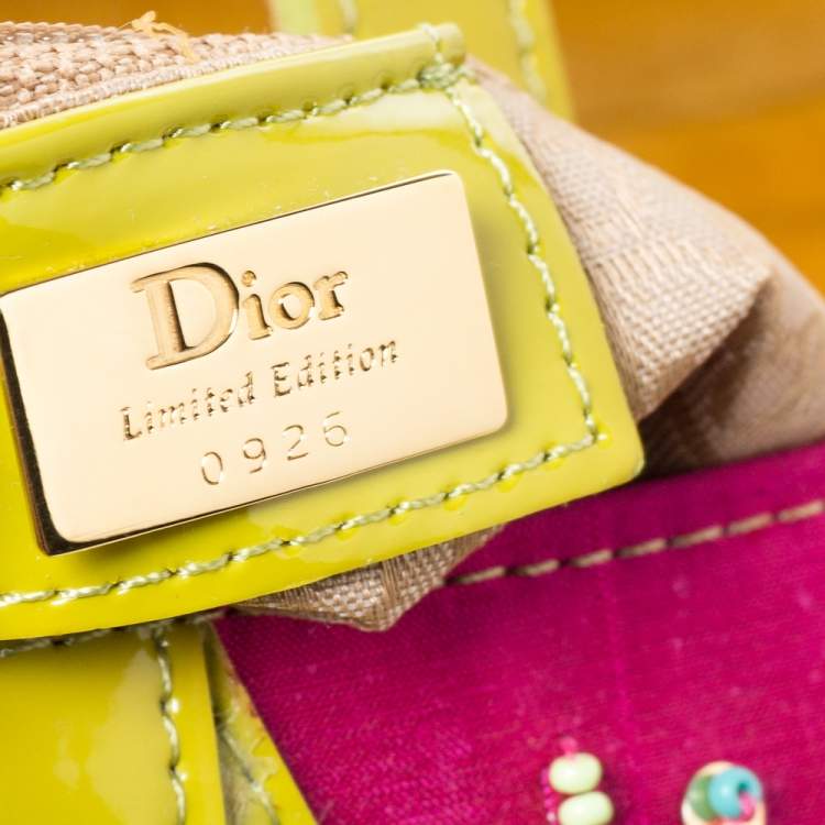 Pre Owned Dior Multicolor Velvet/Nylon and Leather Limited Edition Pom Pom Embellished Saddle Bag